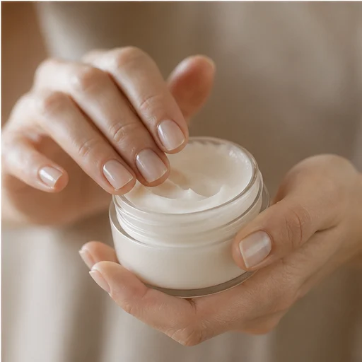 Detalhe de creme usado nos cuidados Delicarte